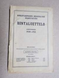 Koulutarpeiden keskuliike Osakeyhtiön Hintaluettelo lukuvuodeksi 1930-1931