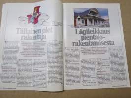 Tekniikan Maailma 1986 nr 9 B, Ovet autoille, Mökin sähköt, vesipumppuja, seinät &amp; katot, Öljyliekki lämmittää, Puolitoista kerrosta paalujen varaan, ym.