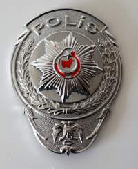 Polis Badge Turkki - poliisin  merkki metallia 8x6 cm  - poliisi