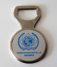 Verbindungsstelle Bremen - pullonkorkin aukaisijapoliisin  mainoslahja  metallia 9x5 cm  - poliisi