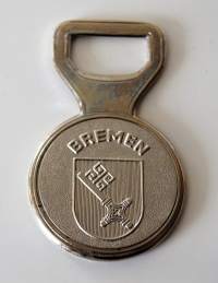 Verbindungsstelle Bremen - pullonkorkin aukaisijapoliisin  mainoslahja  metallia 9x5 cm  - poliisi