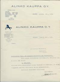 Alinko Kauppa Oy, Helsinki 1955 - firmalomake 2 eril