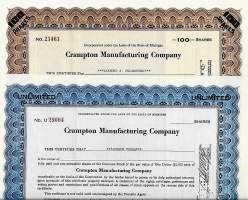 Crampton Manufacturing Co USA Michigan 1955  - ulkomainen osakekirja 2 eril