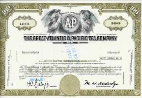 The Great Atlantic &amp; Pacific Tea Co   USA  1971  - ulkomainen osakekirja