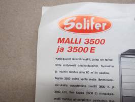 Solifer öljylämmittimet 1500, 3500, 3500 E, 6000, 6000 E -myyntiesite, teknisiä tietoja