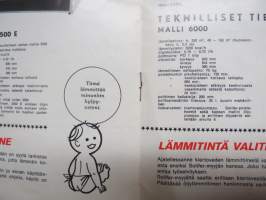 Solifer öljylämmittimet 1500, 3500, 3500 E, 6000, 6000 E -myyntiesite, teknisiä tietoja
