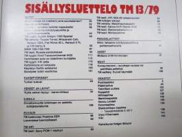 Tekniikan Maailma 1979 nr 13, Ralli -suomalaisten vahvin urheilulaji, Espoon automuseo, Konsumerismi -kuluttajansuojaa vai poliittista pelleilyä?, ym.