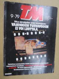 Tekniikan Maailma 1979 nr 9, Eurooppaan ja kotiin, Herkkä lisäkaiutin, Testitotuus turvavyöstä, Pumppuraivaus - uusi tapa tehdä uimarantaa, Lippulaivoja nämäkin, ym.