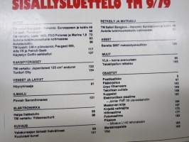 Tekniikan Maailma 1979 nr 9, Eurooppaan ja kotiin, Herkkä lisäkaiutin, Testitotuus turvavyöstä, Pumppuraivaus - uusi tapa tehdä uimarantaa, Lippulaivoja nämäkin, ym.