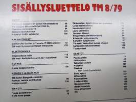 Tekniikan Maailma 1979 nr 8, Romuja, raatoja ja rihkamaa, Päijänne-pelit, Aikamoinen colttonen, Lauta vai lankku?, Erilaisia vaunuja erilaisille perheille, ym.