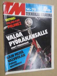 Tekniikan Maailma 1978 nr 14, Mailimaratoni, Nestekidenäyttö käy voittokulkua, Ajokortti ja rekisteriote, olkaa hyvä, Unelmaendurot, Patinaa ja purjeiden paminaa,ym.