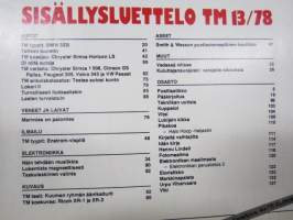 Tekniikan Maailma 1978 nr 13, Kuluttajansuojalaki -Ostajalle oikeuksia, Näin tehdään musiikkia, Digitaalikelloja Japanista, Taiteen tuuletin, Pientä petrattavaa, ym.
