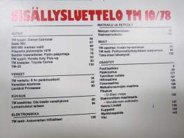 Tekniikan Maailma 1978 nr 10, Pelastus suojelusta, Kalamiehen kaverit, Vertaillaan veneitä kilottain, Kosmeettinen onni, Kesäisen velttoilun vasta-kohdat, ym.