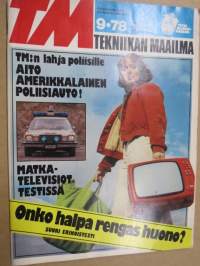 Tekniikan Maailma 1978 nr 9, TM-25 Dodge Aspen poliisille, Minitrial, Kanootti-varusteet, Hourupää ruotsalainen, Erilainen rengastesti, Murheet ovat muistoja vain...