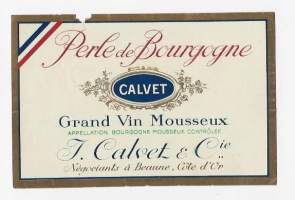 Perle de Bourgogne Calvet    - viinaetiketti - litografia