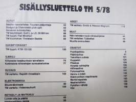 Tekniikan Maailma 1978 nr 5, Toyota Seisi kato, Näin tehtiin hauska viihdeohjelma, Lumen alla ja päällä, Ne todelliset järkiautot, Tähtönen komeissa kulisseissa, ym.