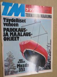 Tekniikan Maailma 1977 nr 7, Täydelliset veneen paikkaus- ja maalaus-ohjeet, Koe ajoissa Mazda 323, Setsemän sortin leijakisa 77, Kanootilla vai kajakilla?, ym.