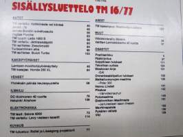 Tekniikan Maailma 1977 nr 16, Uuden ajan jenkkiraudat, Viikinki-vierailu Marsiin, Holkkinasta vai kiinteä?, Iloista apeutta, Insinöörien vuosi, Sukella, sorsa!, ym.