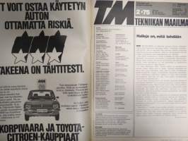 Tekniikan Maailma 1975 nr 2, Konevoimalla ylös, Iljushinit ilmassa, Syöksyvene 3v siviilin silmin, Kumman levyn ostaisin?, Patenttiviraston palvelu on tehostunut, ym