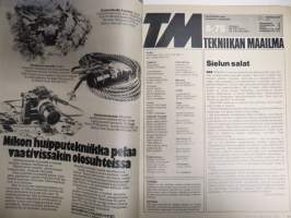 Tekniikan Maailma 1975 nr 5, Kuinka muistimme toimii?, Kansanpainos, Teijo 24 lintu, kala vai susi, Monikäyttöä urheilullisuuden varjolla, Haastaja, ym.