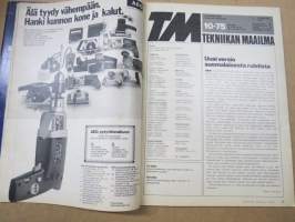 Tekniikan Maailma 1975 nr 10, Mantereen halki 60 dollarilla, Lynn Townsend, Kaikuja avaruudesta, Tunturi - Turun pyöriä, Brasilian auto-uutuuksia, ym.