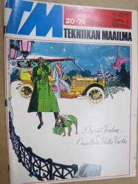 Tekniikan Maailma 1974 nr 20, Suksi on öljypuusta, Kaitakameraa ensi vuodelle, On jälleen aika valita Vuoden auto, Vanhassa vara parempi, Austin Allegro 1500, ym.