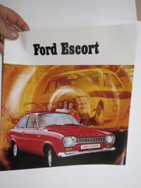 Ford Escort 1100 Std, Escort 1300 De Luxe, Escort GT, Escort farmariauto 19?? -myyntiesite / sales brochure