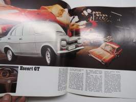 Ford Escort 1100 Std, Escort 1300 De Luxe, Escort GT, Escort farmariauto 19?? -myyntiesite / sales brochure