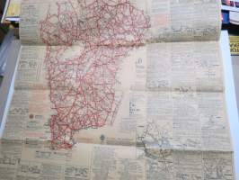 KAK´s karta för genomgående trafik 1961 Sverige - Möbel-IKEA Älmhult -road map