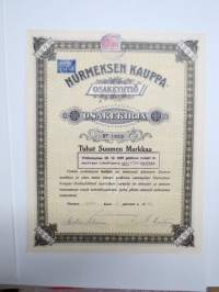 Nurmeksen Kauppaosakeyhtiö, Nurmes 1.12.1942, 1 000 mk, nr 1933 -osakekirja / share certificate