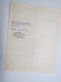 Nurmeksen Kauppaosakeyhtiö, Nurmes 1.12.1942, 1 000 mk, nr 1933 -osakekirja / share certificate