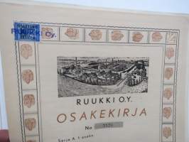 Ruukki Oy, Ruukki / Paavola, 30.11.1954, 1 osake 300 mk, nr 5570 -osakekirja / share certificate