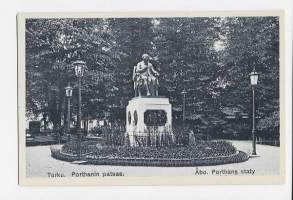 Turku Porthanin patsas -  paikkakuntakortti kulkematon