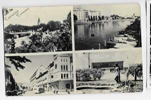 Turku  Terveisiä Turusta -  paikkakuntakortti kulkenut 1957 merkki pois