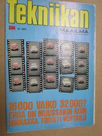 Tekniikan Maailma 1971 nr 16, Lahden pyhimys tietää miten autoja tehdään, 22 kaliiperiset pistoolit, EM-kisojen näkyvin voitto, Veneen valot ja varusteet, ym.