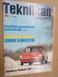 Tekniikan Maailma 1969 nr 7, Koeajossa Sunbeam 900, Alamaailman uusi kulkutie, Kuinka stereo saa äänen elämään, Mp kevät, Kevään viimeiset reet, Fiat 128, ym.