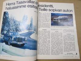 Tekniikan Maailma 1969 nr 8, Herra Tasavallan Presidentti, haluaisimme esitellä teille sopivan auton, Neljä ässää, Urheiluauto-näyttely Tokiossa, ym.