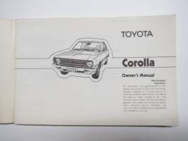 Toyota Corolla Owner´s manual, in english (käyttöohjekirja, englanninkielinen)