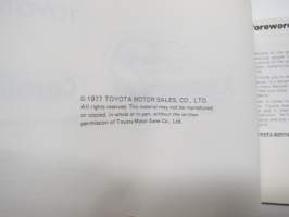 Toyota Corolla Owner´s manual, in english (käyttöohjekirja, englanninkielinen)