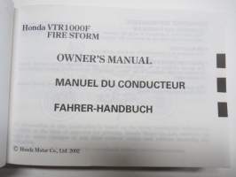 Honda VTR 1000 F Firestorm motorcycle - Owner´s manual / Manuel du conducteur / Fahrer-Handbuch