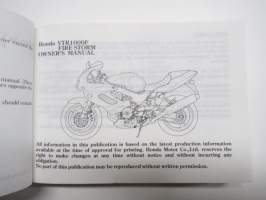 Honda VTR 1000 F Firestorm motorcycle - Owner´s manual / Manuel du conducteur / Fahrer-Handbuch