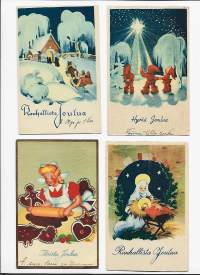 Eini Myllymäki sign joulukortteja 4 kpl erä - joulukortti kulkenut