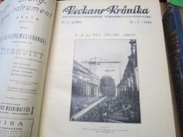 Veckans Krönika - Illustrerad Veckoskrift 1921 -inbunden årgång / sidottu vuosikerta / annual volume