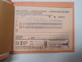 Sveriges Järnvägar - Swedish Railways / Hälsingborg F - Helsingborg Gränsen / Suomen matkatoimisto Oy -railway ticket / matkalippu 2.7.1960