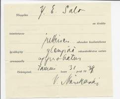 Veli MerikoskiEntinen Suomen ulkoasiainministeri nimikirjoitus asiakirjalla 1939