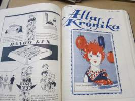 Allas Krönika - Illustrerad Veckoskrift 1927 -inbunden årgång / sidottu vuosikerta / annual volume