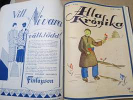 Allas Krönika - Illustrerad Veckoskrift 1927 -inbunden årgång / sidottu vuosikerta / annual volume