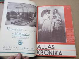 Allas Krönika - Illustrerad Veckoskrift 1932 -inbunden årgång / sidottu vuosikerta / annual volume