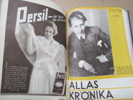 Allas Krönika - Illustrerad Veckoskrift 1932 -inbunden årgång / sidottu vuosikerta / annual volume