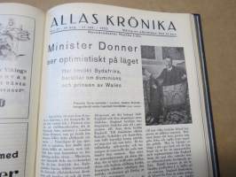 Allas Krönika - Illustrerad Veckoskrift 1932 -inbunden årgång / sidottu vuosikerta / annual volume